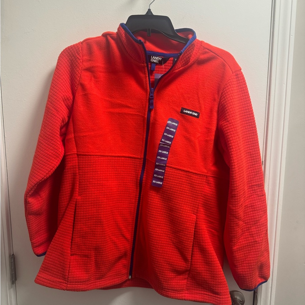 *Lands' End Vibrant Red Fleece Jacket